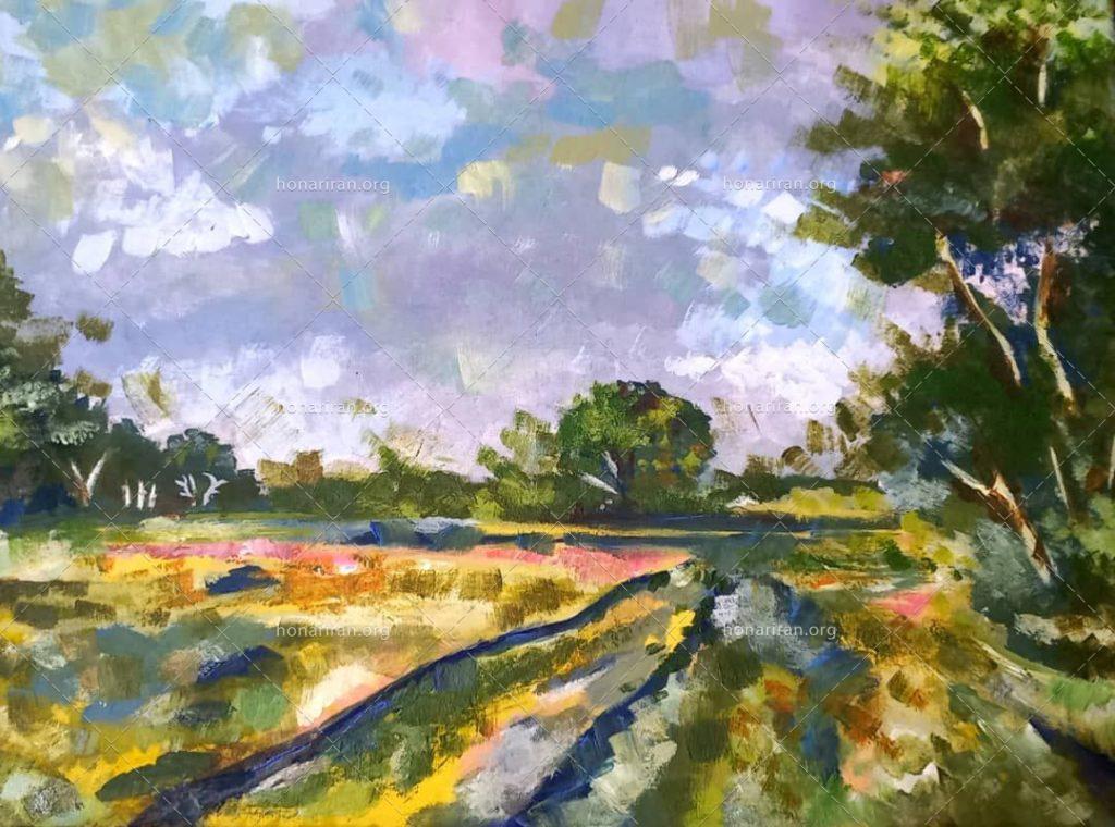 تابلو نقاشی گواش طبیعت