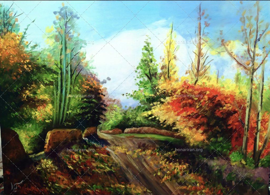 تابلو رنگ روغن کوچه باغ