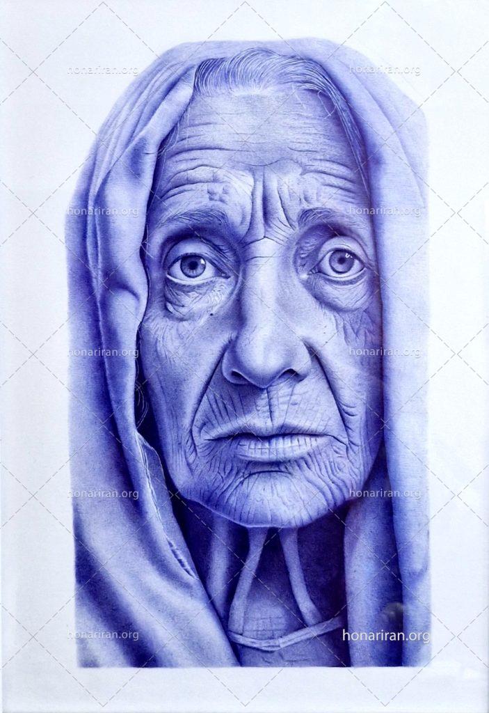 نقاشی با خودکار تک رنگ حسرت خاموش