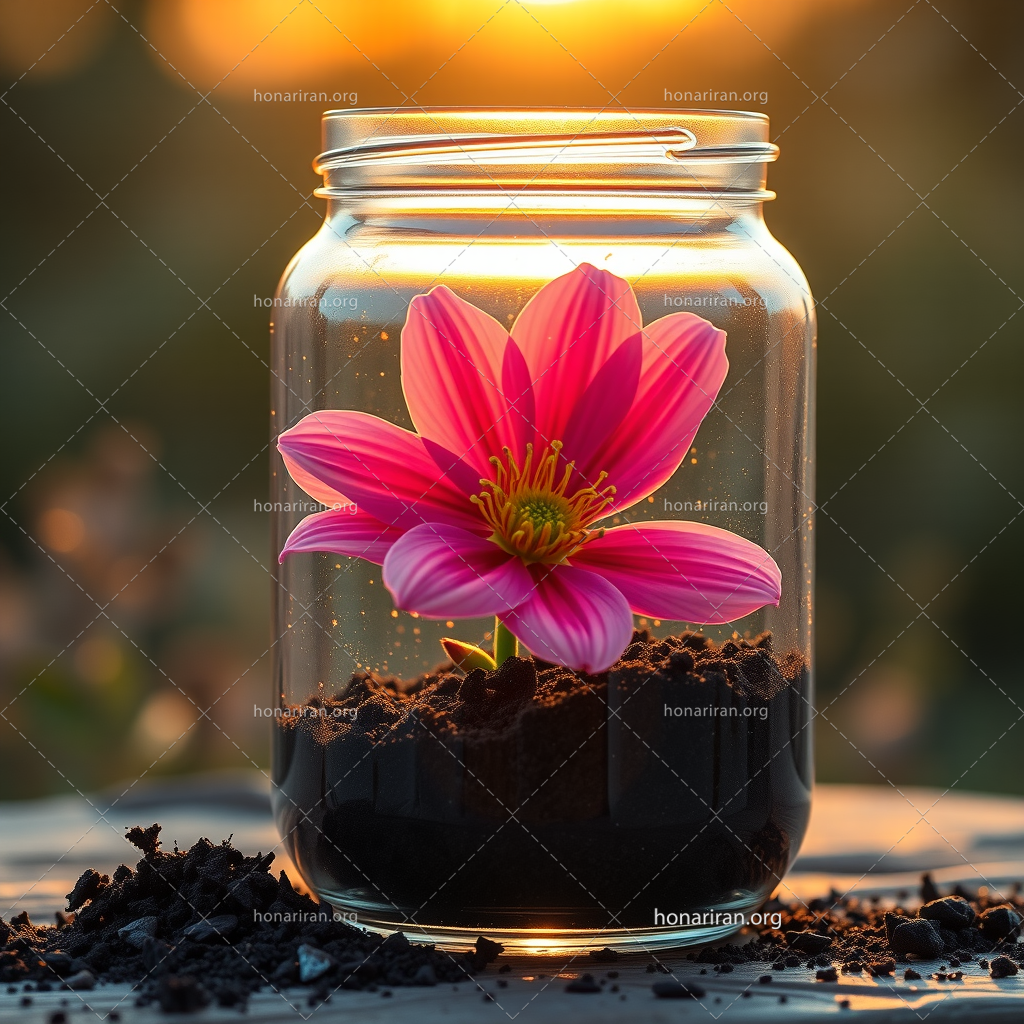 قطعه عکس گل در شیشه