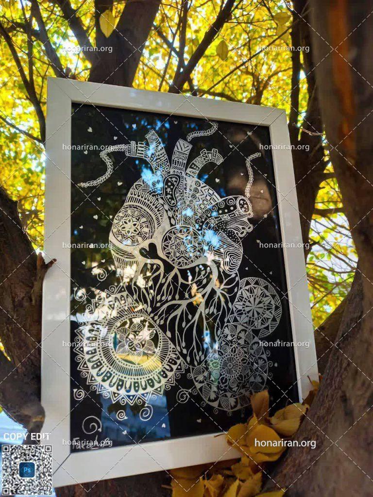 تابلو نقاشی ماندالا قلب