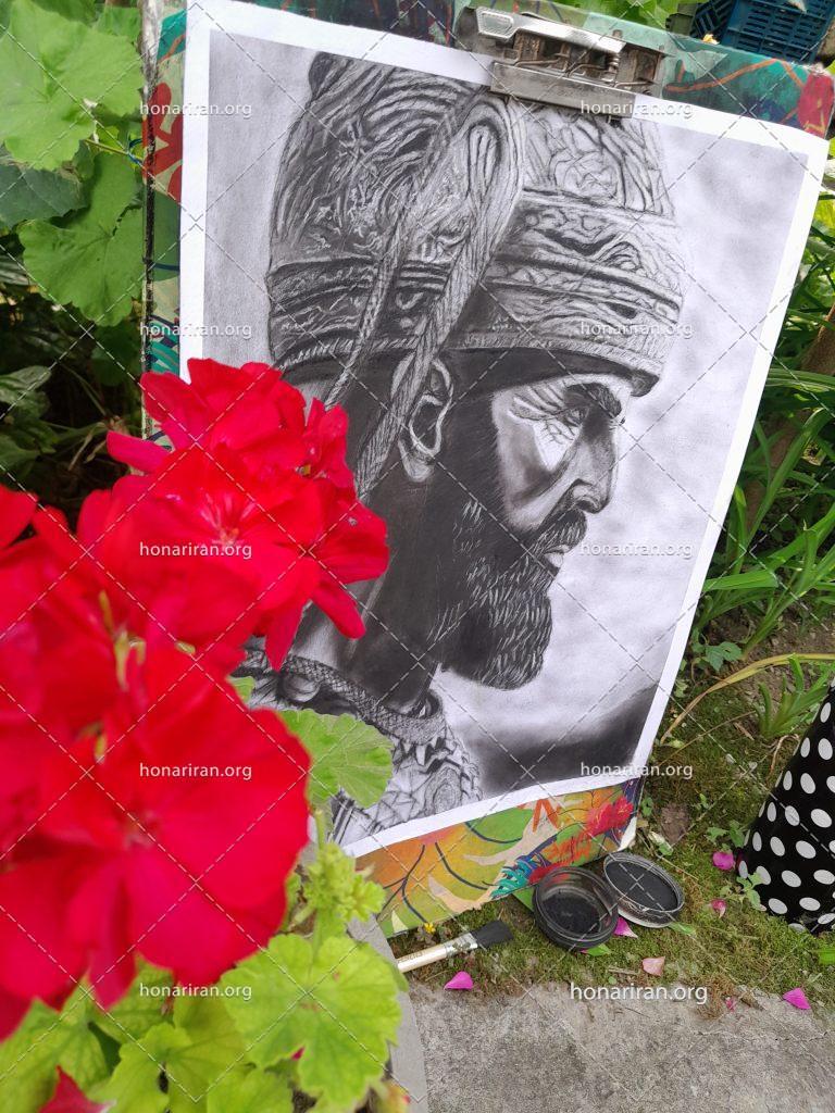 نقاشی سیاه قلم پادشاه ایران