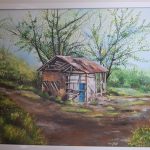 تابلو رنگ روغن کلبه جنگلی