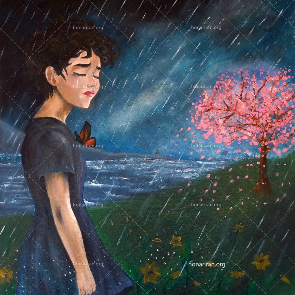 تابلو نقاشی اشک‌ها و شکوفه‌ها