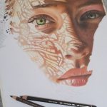 تابلو مداد رنگی چشم امیدوار