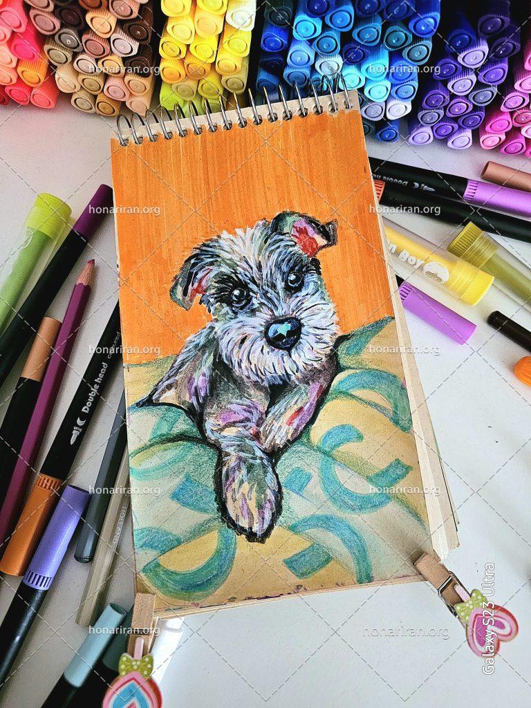 نقاشی مداد رنگی Manfred the dog