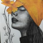 نقاشی سیاه قلم با ترکیب مدادرنگی