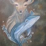 نقاشی Deer beyond the whale