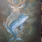 نقاشی Deer beyond the whale
