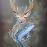 نقاشی Deer beyond the whale