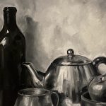 تابلو نقاشی رنگ روغن سیاهی و سفیدی
