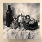 تابلو نقاشی رنگ روغن سیاهی و سفیدی