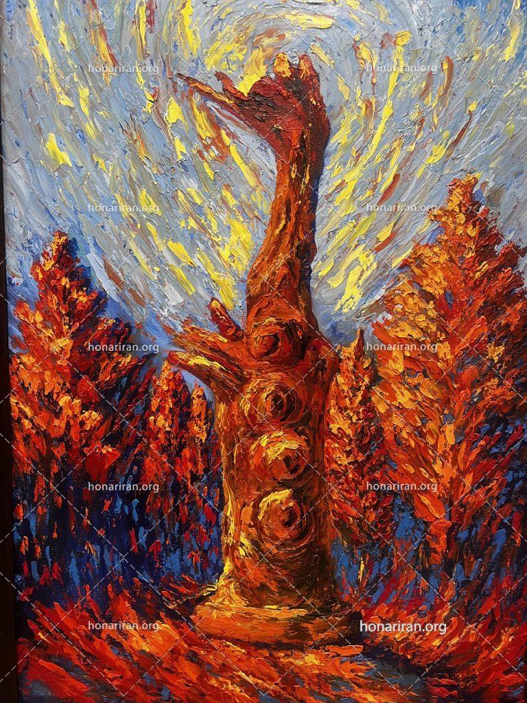 تابلو رنگ و روغن ققنوس
