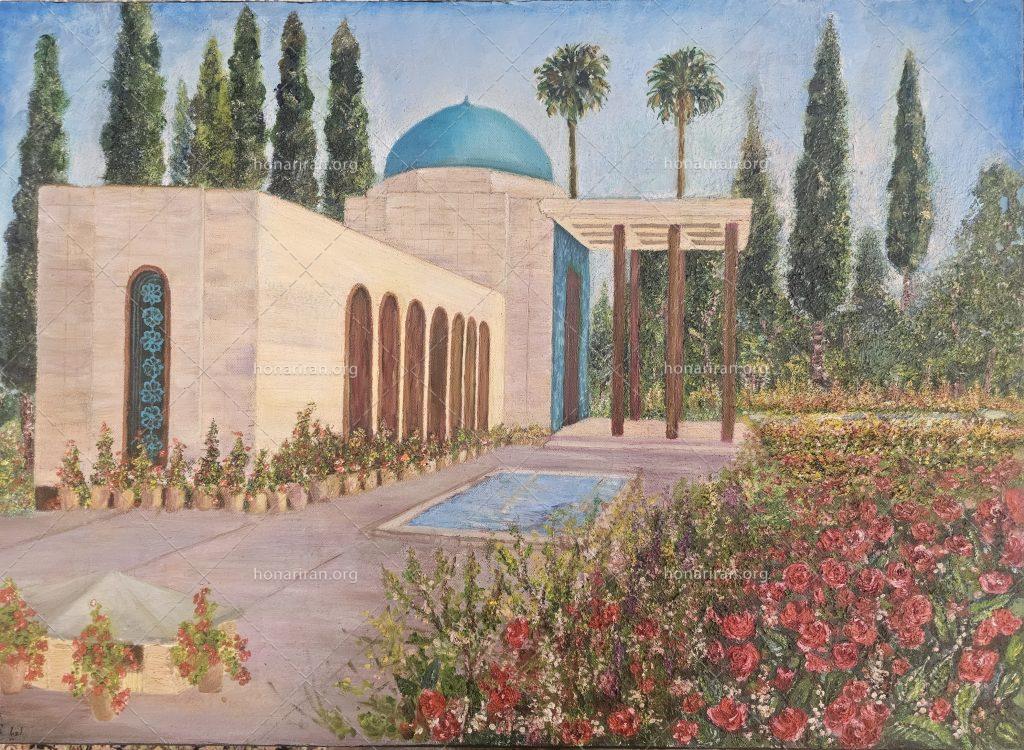 نقاشی رنگ روغن آرامگاه سعدی