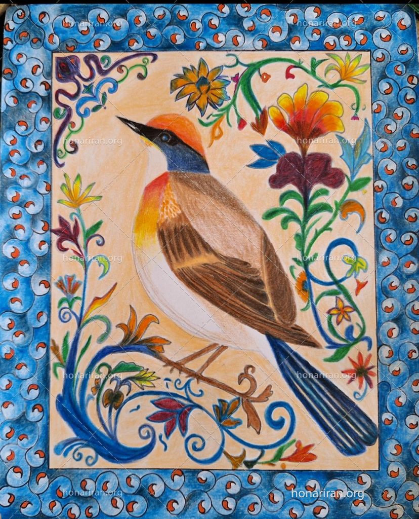 نقاشی گل و مرغ