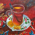 تابلو آبرنگ چای مامانجون