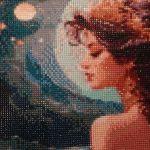 تابلو ارچه و الماس دختر و شب