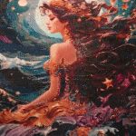 تابلو ارچه و الماس دختر و شب