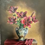تابلو رنگ روغن گل