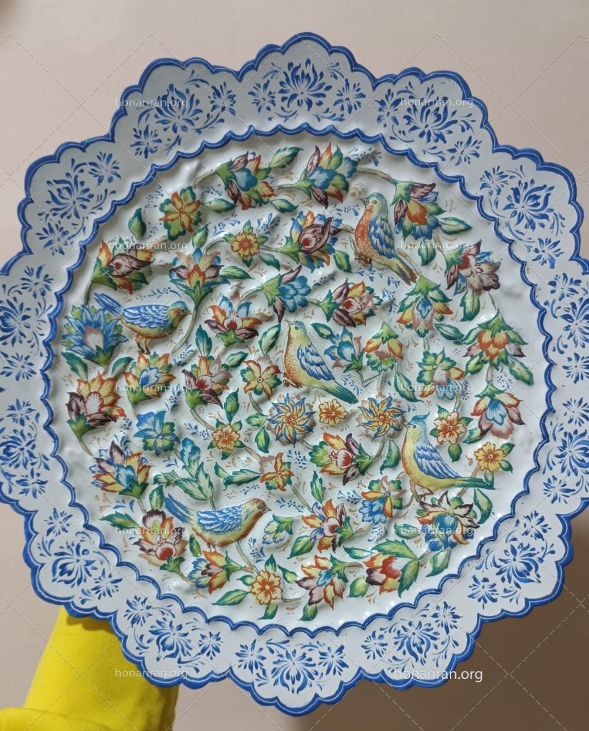 بشقاب مینا کاری مسی ۳۰ سانتی