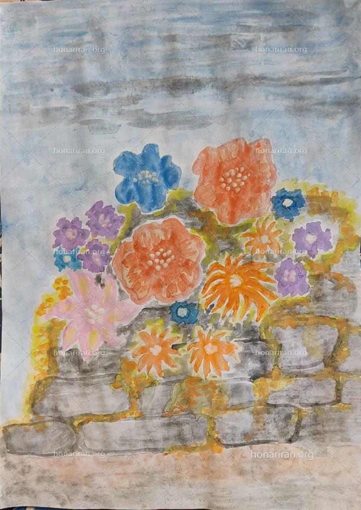 نقاشی آبرنگ گل