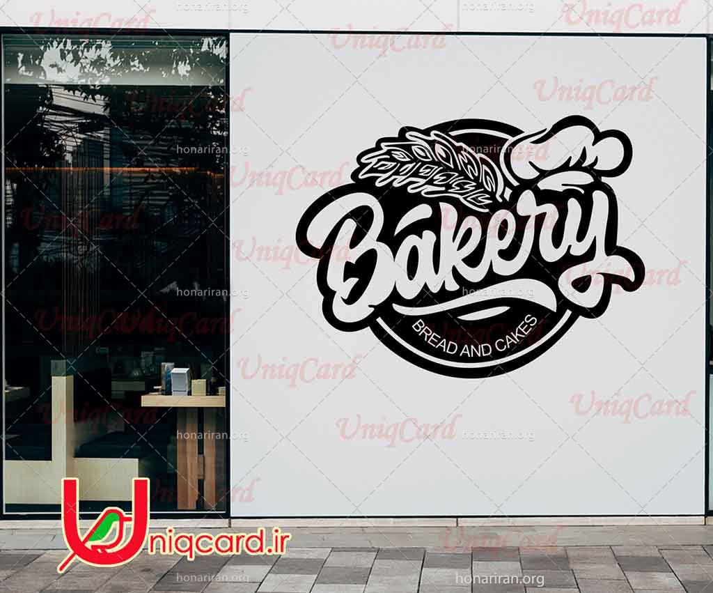 طرح لایه باز استیکر و برچسب دیوار و شیشه بیکری و شیرینی فروشی با طرح گندم و بیکری