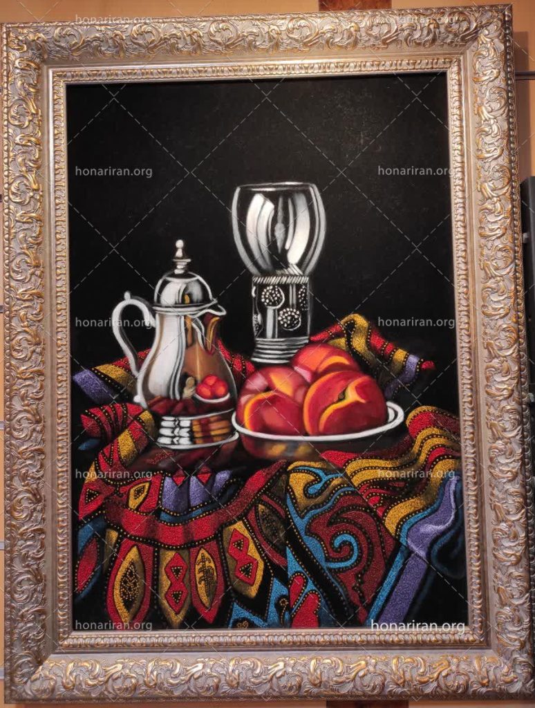 نقاشی رنگ روغن جام و میوه