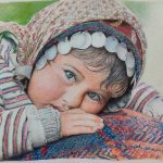 تابلو مداد رنگی دختر بختیاری