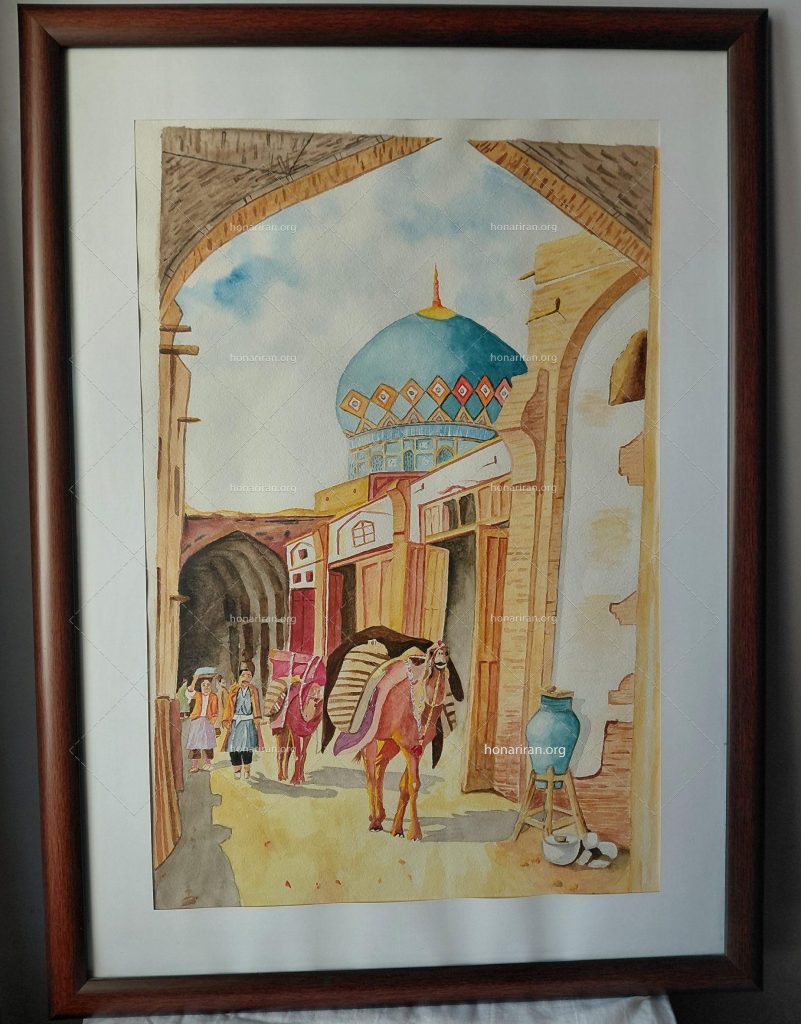 تابلوی آبرنگ روستا