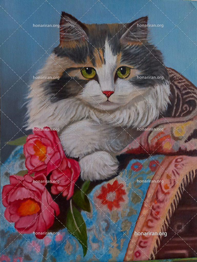 تابلو رنگ روغن گربه ای به نام سلطان