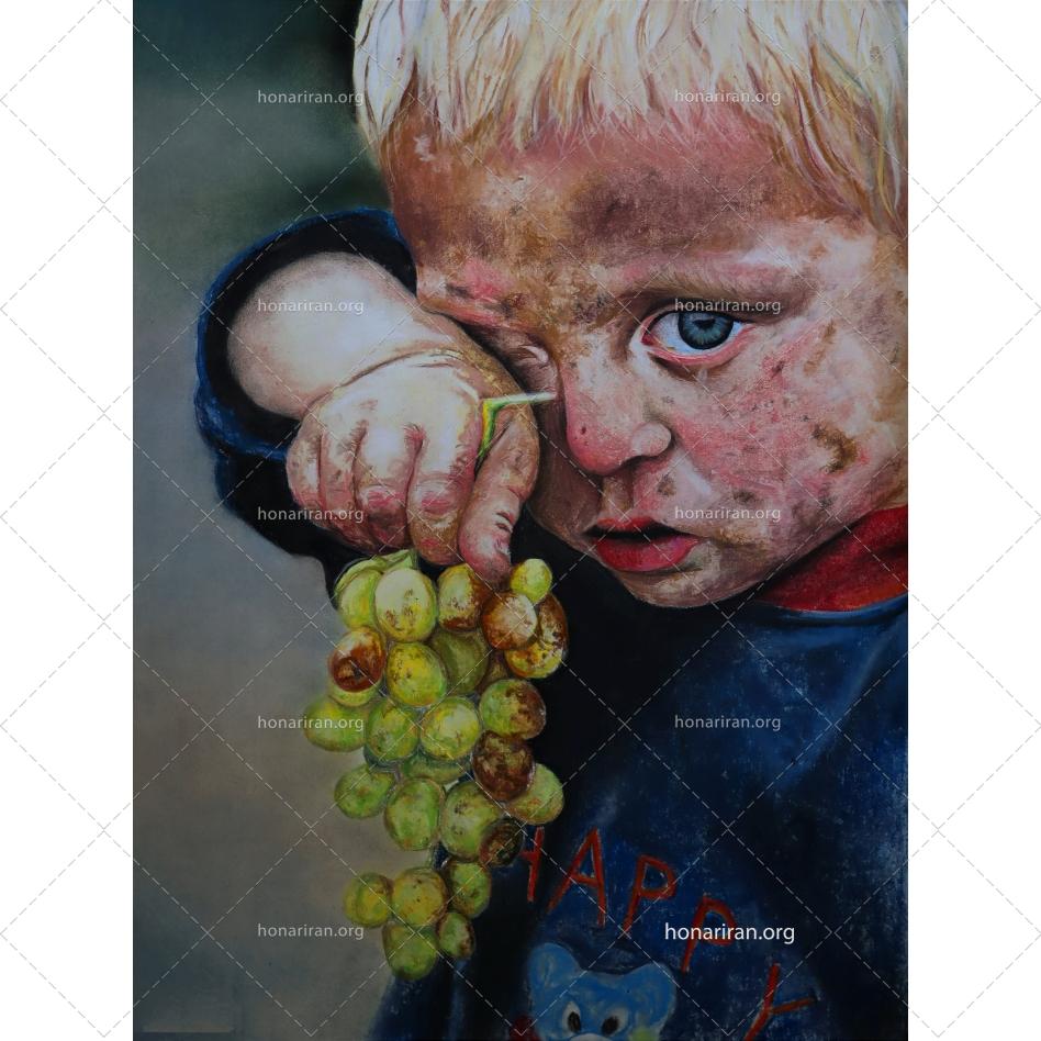 نقاشی پاستل | خوشه انگور
