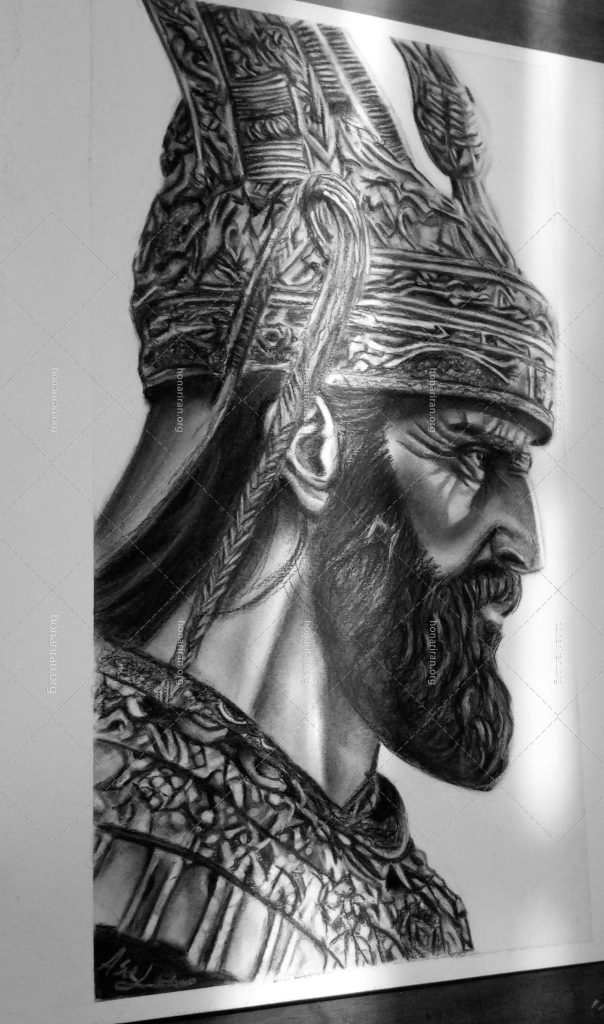 نقاشی سیاه قلم کوروش کبیر