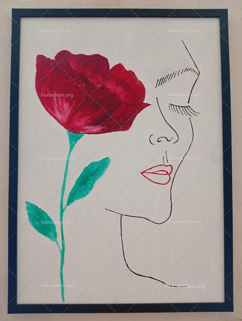 تابلو اکریلیک گل و دختر