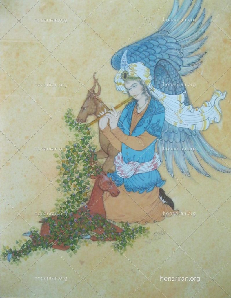 تابلو مینیاتور فرشته و آهو