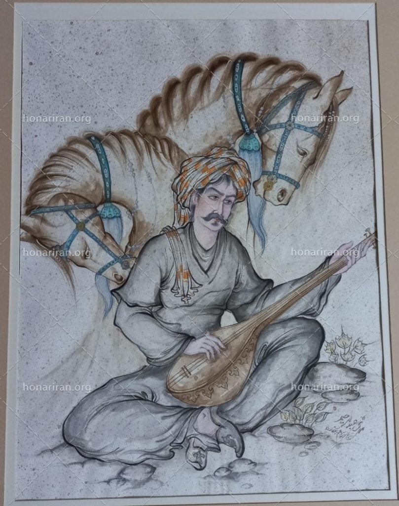 تابلو نگارگری تار زن