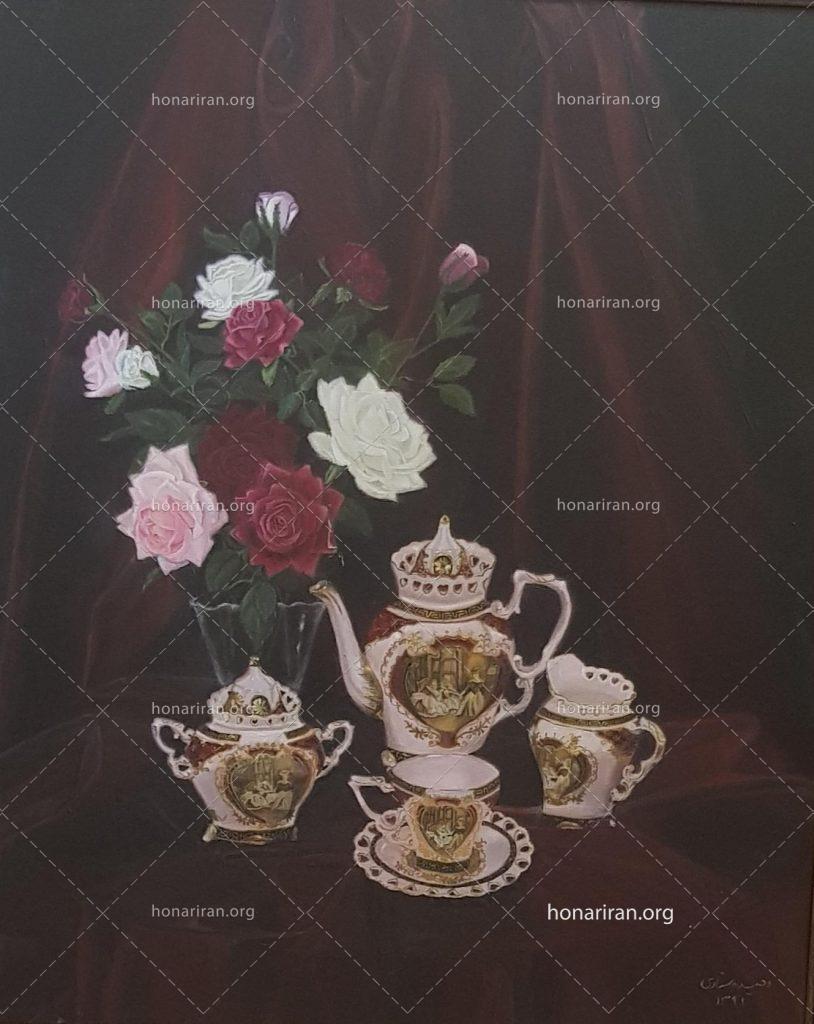 تابلو رنگ و روغن چای عصرانه