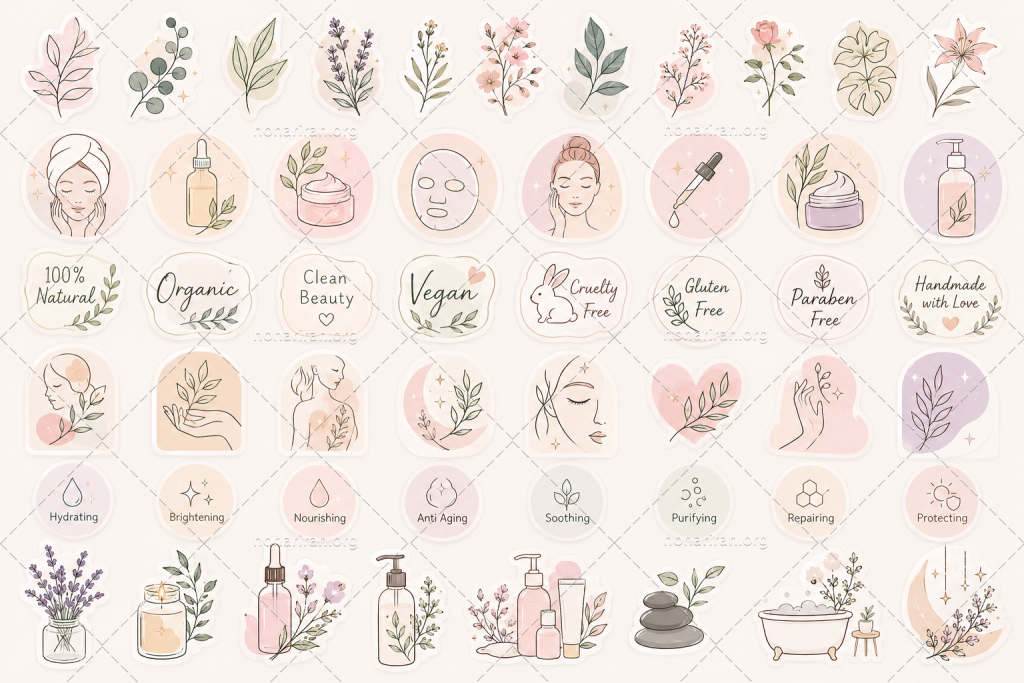 پک جامع استیکر مراقبت از پوست و زیبایی (Skin Care & Beauty Collection)