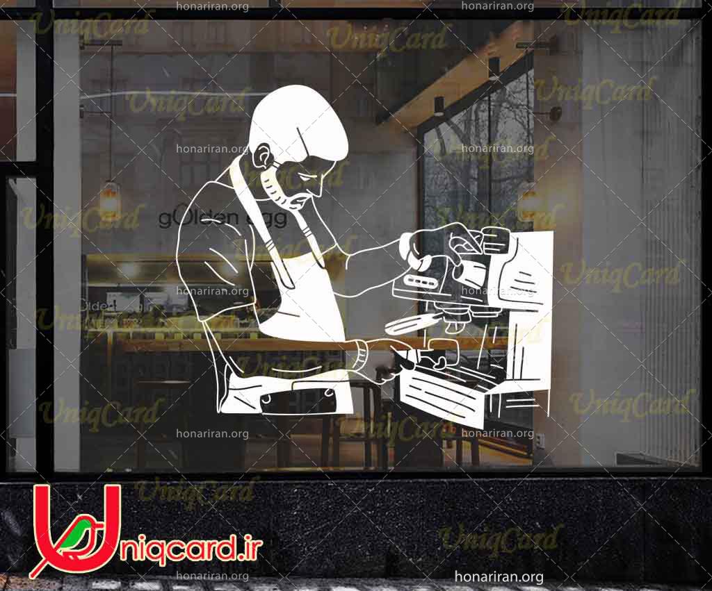 وکتور خطی استیکر و برچسب دیوار و شیشه کافی شاپ با طرح گود باریستامن